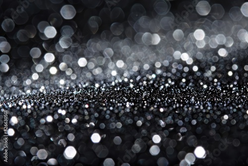 A striking photo of black glitter scattered on a solid white background, creating a stark and elegant contrast.