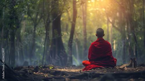 Monk in Buddhism Meditation