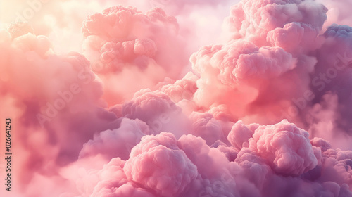 Nuvens de algodão doce rosa pastel sonhadoras no céu fundo etéreo fofo arte digital