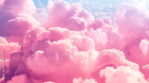 Nuvens de algodão doce rosa pastel sonhadoras no céu fundo etéreo fofo arte digital