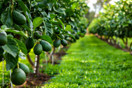 Abundance of avocados on trees