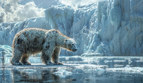 Desperate Polar Bear Fighting for Survival on Shrinking Arctic Ice Sheet