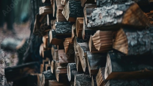 Close up of a stack of firewood