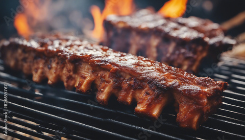 Barbecue ribs on the grill. 