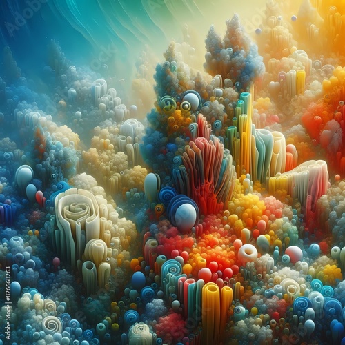 beautiful coral reef surrealism artwork,Generative AI
