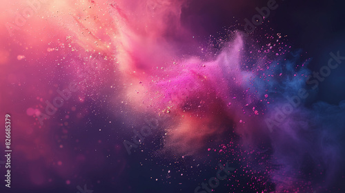 A vibrant, cosmic-like scene with swirling pink, purple, and blue hues, resembling a colorful nebula with scattered sparkling stars against a dark background.