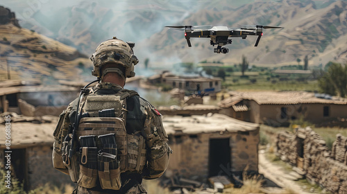 Soldier uses drone for reconnaissance missions
