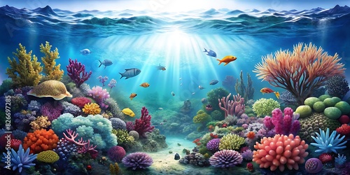 Serene undersea scene cut out PNG AI GENERATED