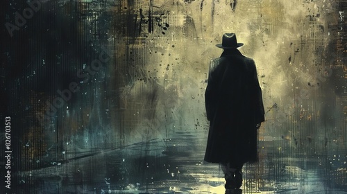 tough black gangster from the great depression era walking away vintage crime concept digital painting