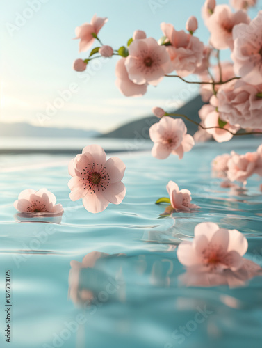 Viele schöne rosa Blüten auf dem Wasser als Hintergrundmotiv und Druckvorlage