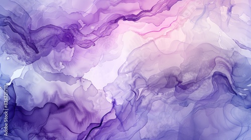 Purple Oriental Watercolor Art with Texture White Blend of Fluid Movement Soft Pastel Hand painted Pattern in Fashion Vibrant Fluid Paints Abstract Light Patterns and Texture