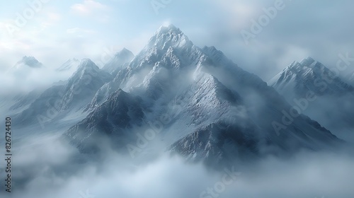 Natural beauty of a mountain valley with fog
