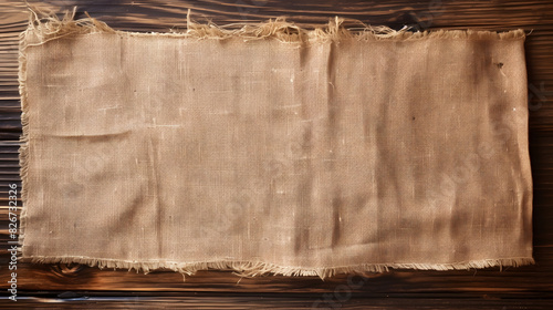 Old burlap fabric napkin sackcloth on table background