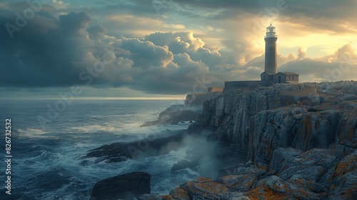 Natural beauty of a lighthouse on a rocky coast