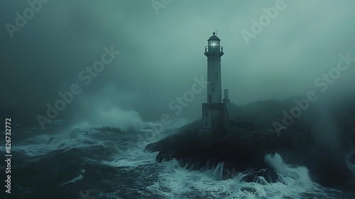 Natural beauty of a lighthouse on a stormy coast