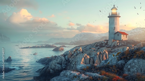 Natural beauty of a historic lighthouse on a rocky coast