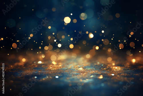 Festive Sparkling Glitter Lights in Gold and Blue Elegant Gold and Blue Glitter Lights Background
