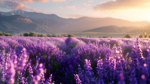 Natural beauty of a field of lavender in the provence