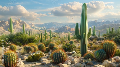 Natural beauty of a cactus garden in a desert landscape