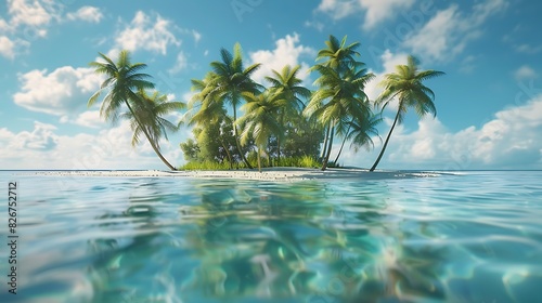 Natural beauty of a beach island with palm trees