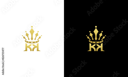 letter K crown abstract gold color logo design vector