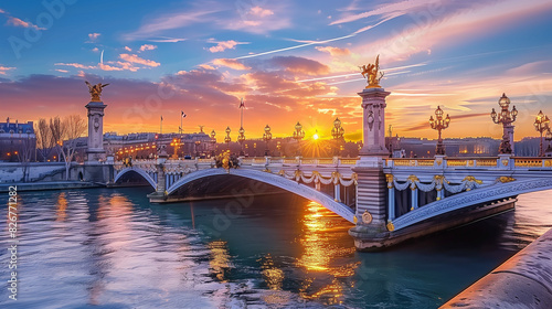 Iconic Pont Alexandre III Bridge in Paris