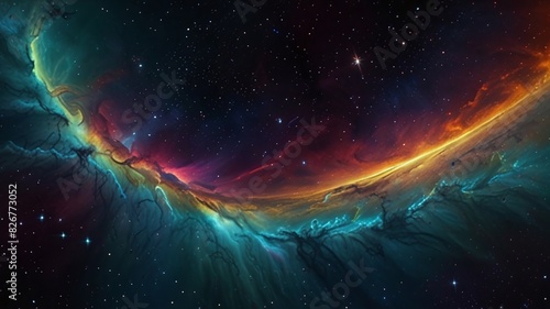 space galaxy background ultra hd wallpaper with nebula clouds and distant stars,yellow, orange blue tones galaxy star wallpaper Generative AI