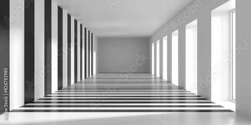 Moderne großzügige Innenraum Architektur in Weiß mit Licht Schatten Spiel