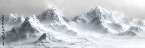 Monochrome Winter Mountains: A Minimalist Masterpiece