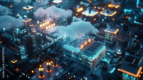 Aerial Perspective of Modern Industrial Zones and Cloud Computing: Industry 4.0 in Action