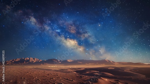 Fresh view of a desert landscape with a clear night sky