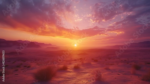 Fresh view of a desert landscape at dawn