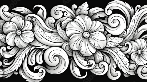 coloring page of maori koru patterns, white background vector illustration by flaticon and dribble, behance hd, made in figma