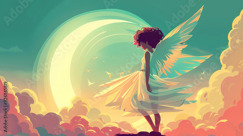 Colorful illustration of an angel