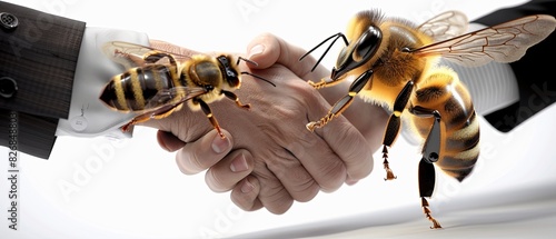 A man shakes hands with a bee