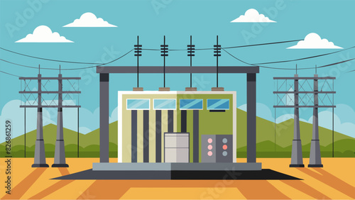 Positioned at a critical point in the power grid the electricity substation ensures a steady supply of energy to meet the evergrowing demands of. Vector illustration