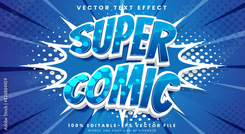Super Comic cartoon game style 3d editable text effect Template
