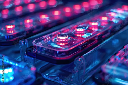 Close-up of lithium-ion battery cells, energy storage concept