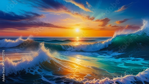 Amazing natural scenery of ocean waves