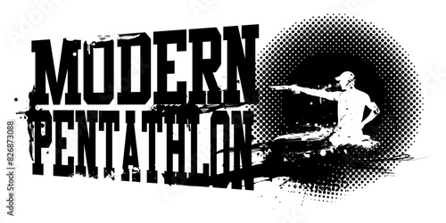 Modern Pentathlon Banner Vector Illustration