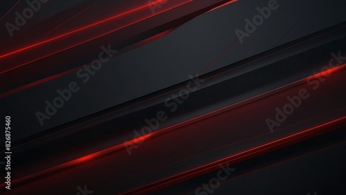 Dark grey black abstract background with red glowing lines design for social media post, business, advertising event. Modern technology innovation