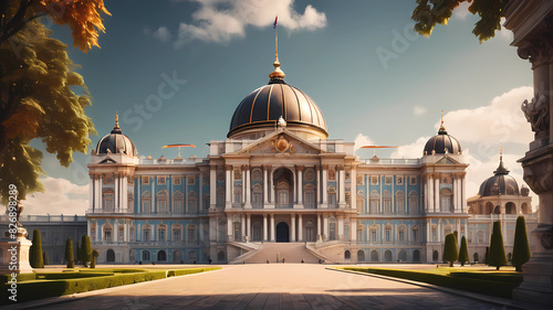 A beautiful royal palace with a dome