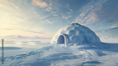 wallpaper of an igloo in the arctic circle with a natural white background and nice light