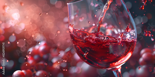 Red wine splash in a glass