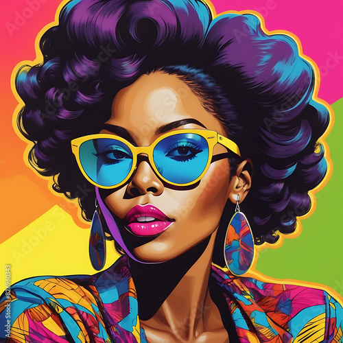 Cool African American Woman Black Pop Art Sunglasses