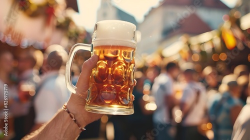 Oktoberfest Joyful Revelers in Traditional Bavarian Attire Clinking Beer Steins