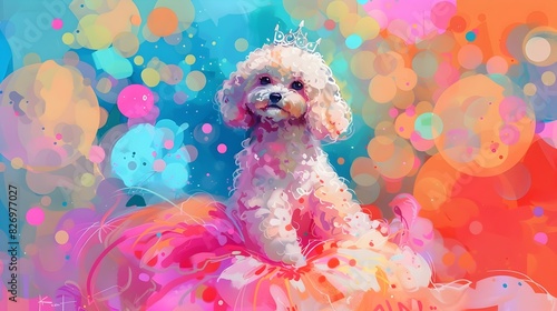Playful Poodle Pup in Festive