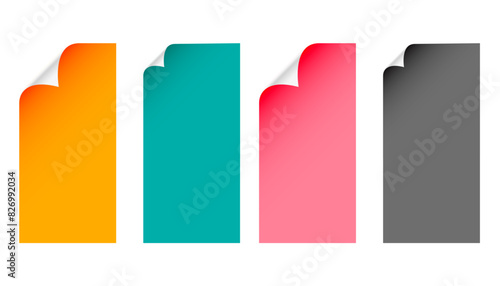 set of colorful page curl sticker template design