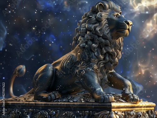 Leo zodiac lion, 3D futuristic render