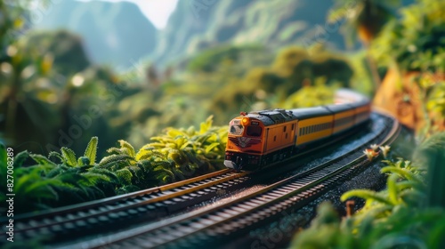 Tiny figurines taking a scenic train ride through the Thai countryside.Photography, macro lens to capture the smallest details,